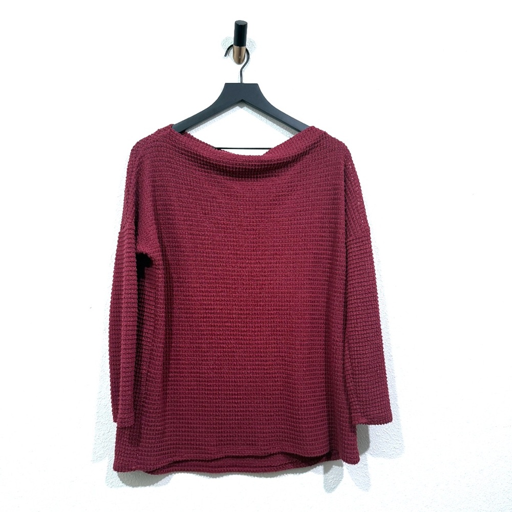 Bibi Berry Pink Relaxed Cowl Knit Sweater Red Magenta
